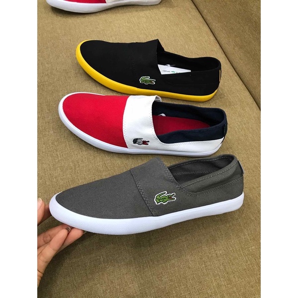 Giày lười vải dành cho nam nữ đế bệt dáng ôm lacoste