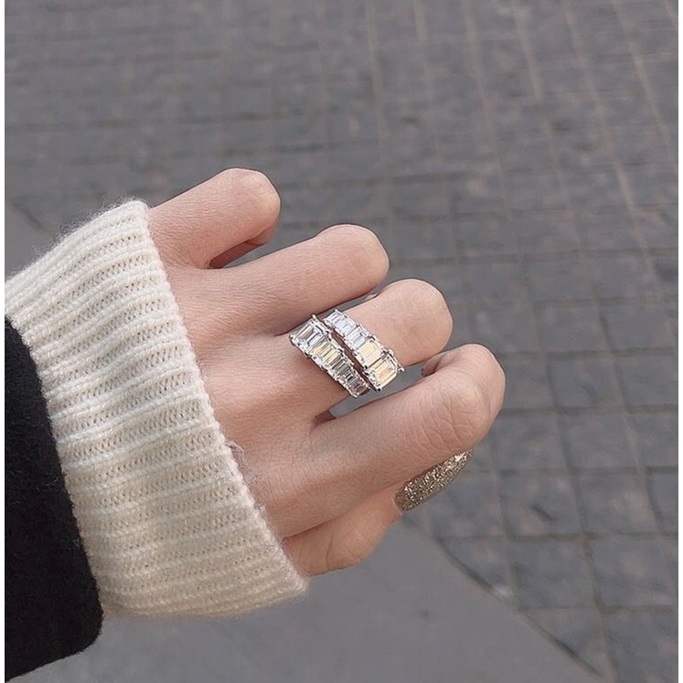 Nhẫn ETRENDY đính đá zircon lấp lánh phong cách sang trọng cá tính thời trang cho nữ bán sỉ
