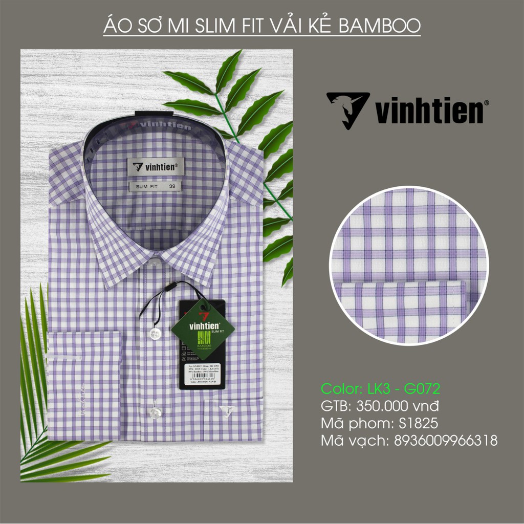 SALE CHĨNH HÃNG Áo Sơ Mi Tay Dài Bambo Dáng SlimFit Vĩnh Tiến