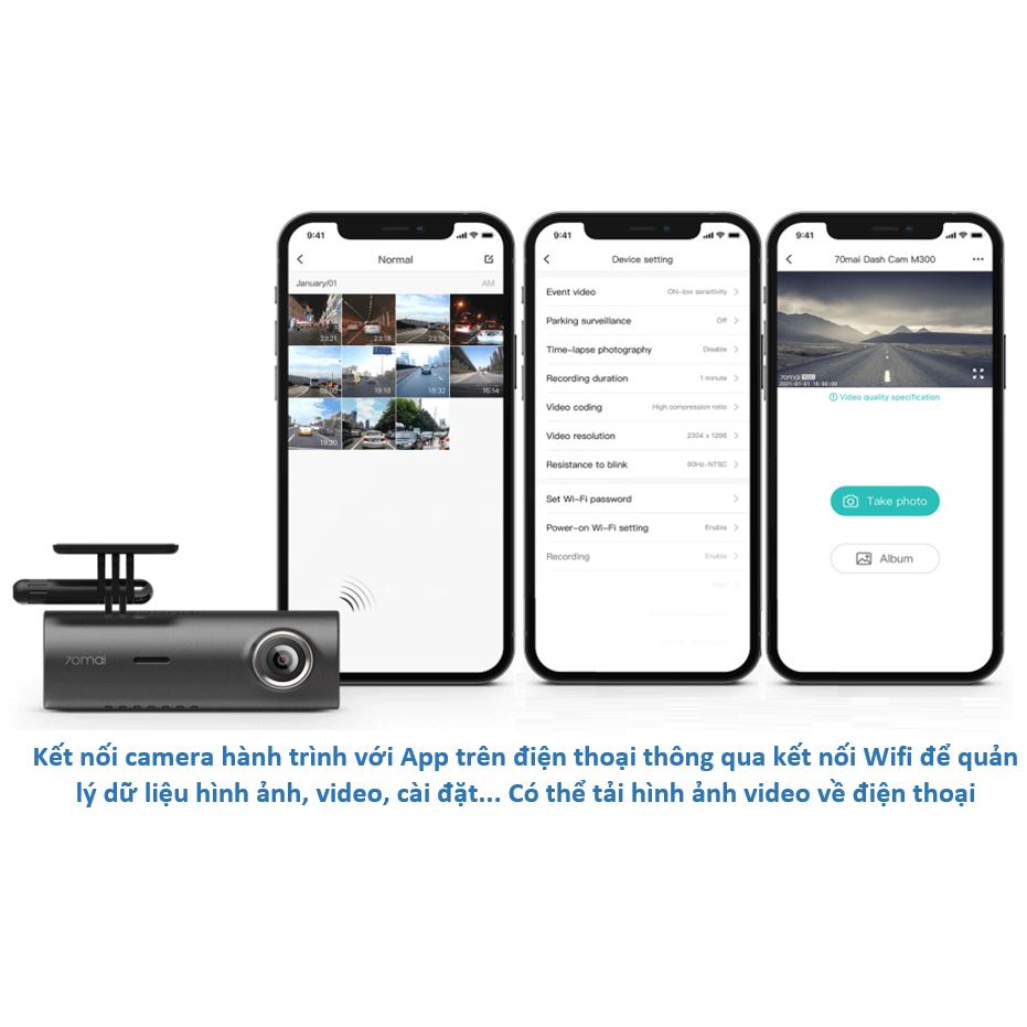 Camera hành trình ô tô Xiaomi 70mai M300 độ phân giải 2304 x 1296P [BẢN QUỐC TẾ]