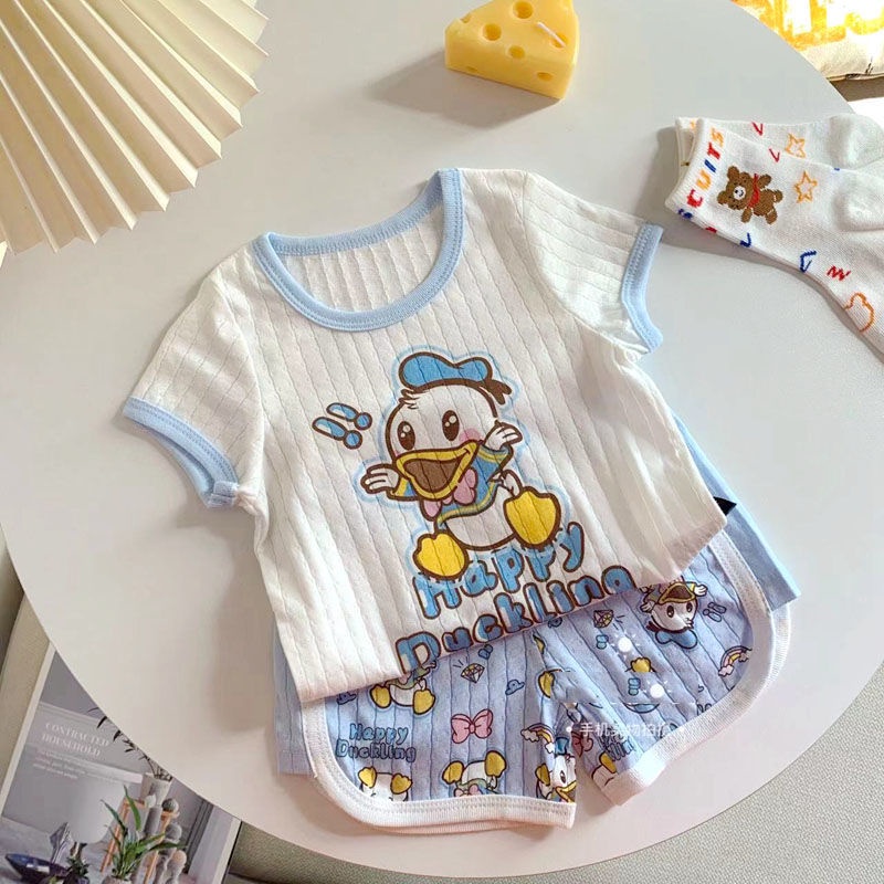 Set Áo Thun Tay Ngắn + Quần Short Họa Tiết Hoạt Hình Đáng Yêu Thời Trang Hè 2023 Cho Bé Trai