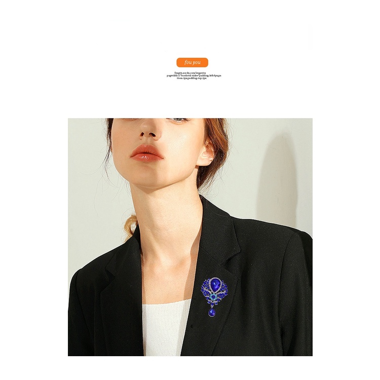 Ghim Cài Áo Hình Bông Hoa Đính Đá Phong Cách Cổ Điển Thanh Lịch Dành Cho Nữ