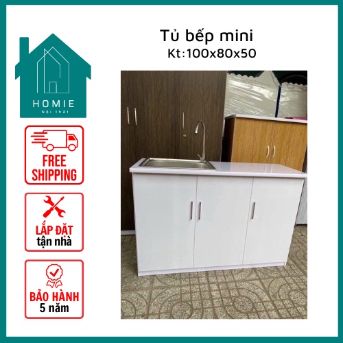 Tủ bếp mini nhựa đài loan cao cấp kích thước 100x80x50 CÓ CHẬU RỬA, VÒI XẢ