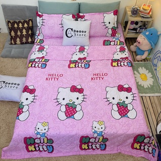 Bộ chăn ga gối cotton poly kitty dâu by. c.a decor store