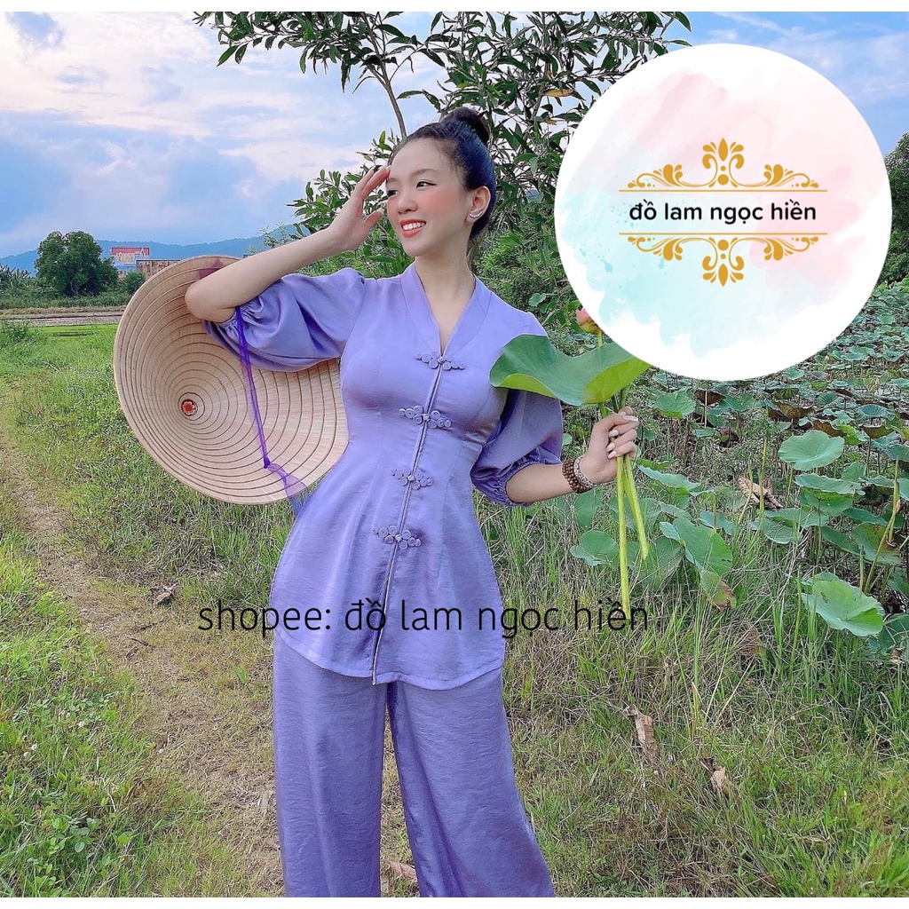 ĐỒ ĐI CHÙA NỮ.ĐỒ LAM KIỂU CỔ TIM ĐỦ MÀU TAY PHỒNG MỚI NHẤT HIỆN NAY, ĐỦ SIZE