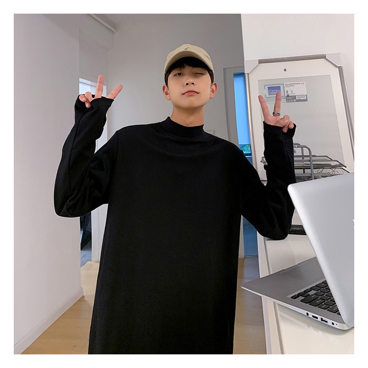 Áo thun tay dài cổ cao đơn giản thời trang trẻ trung dành cho nam