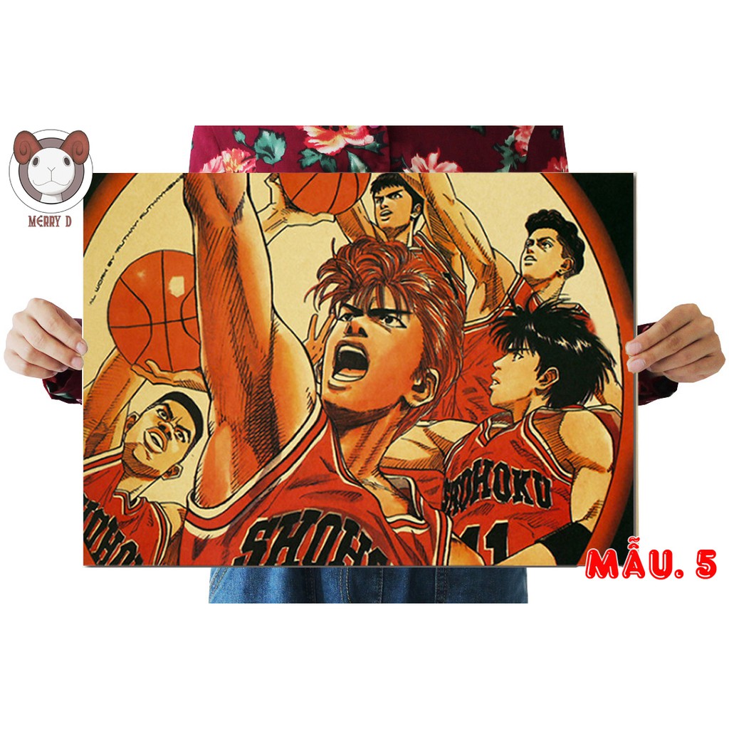 POSTER 51x36cm SLAM DUNK Vintage - HANAMICHI HARUKO SHOHOKU BÓNG RỔ ANIME - Poster Trang Trí Vintage