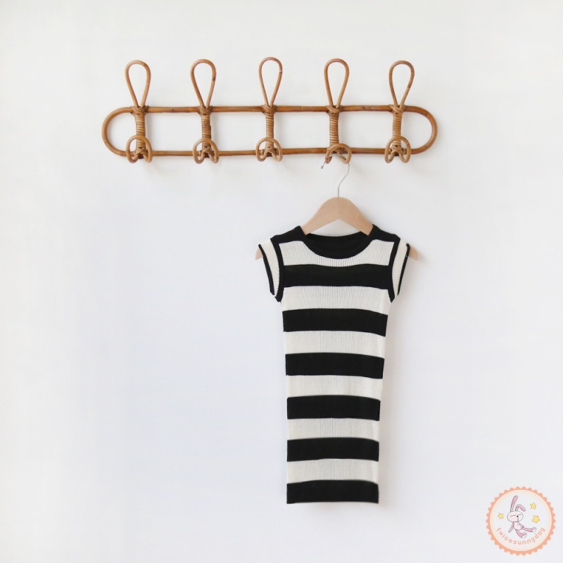 Đầm Cotton Thẳng Không Tay Kẻ Sọc Cho Bé Gái