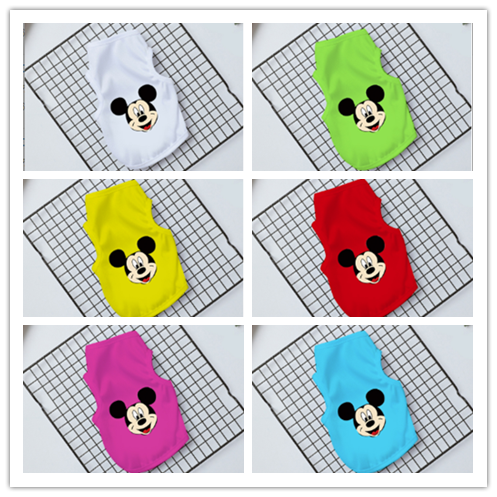 Cute cat and dog sportswear, Mickey Mouse print T-shirt, pet dog clothing