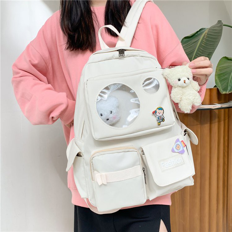 Balo Ulzzang nam nữ đi học chống thấm túi trong suốt giá rẻ (kèm sticker) BAG U TRO265