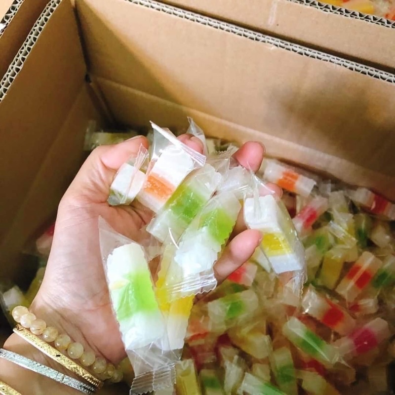 Mứt rau câu trái cây SỮA - túi 500g - Mứt trái cây 2 màu