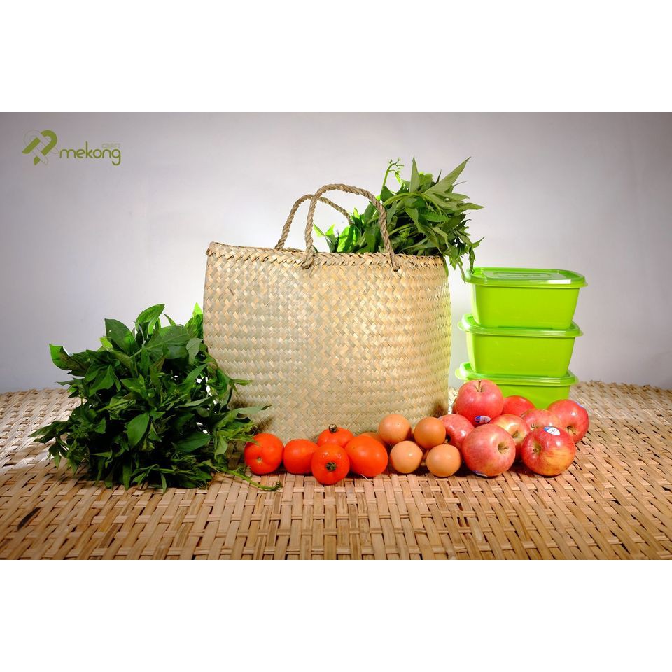 Giỏ đi chợ cỏ bàng đáy vuông
