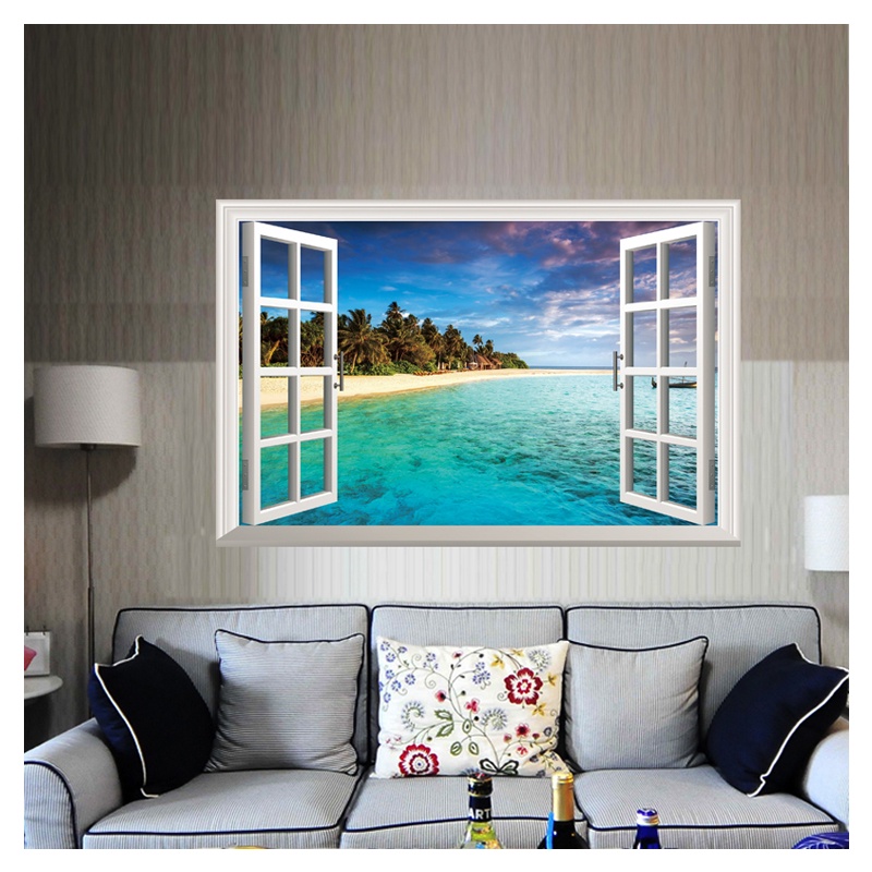 Tranh Dán Tường Trang Trí Hình Cảnh Biển 3D
