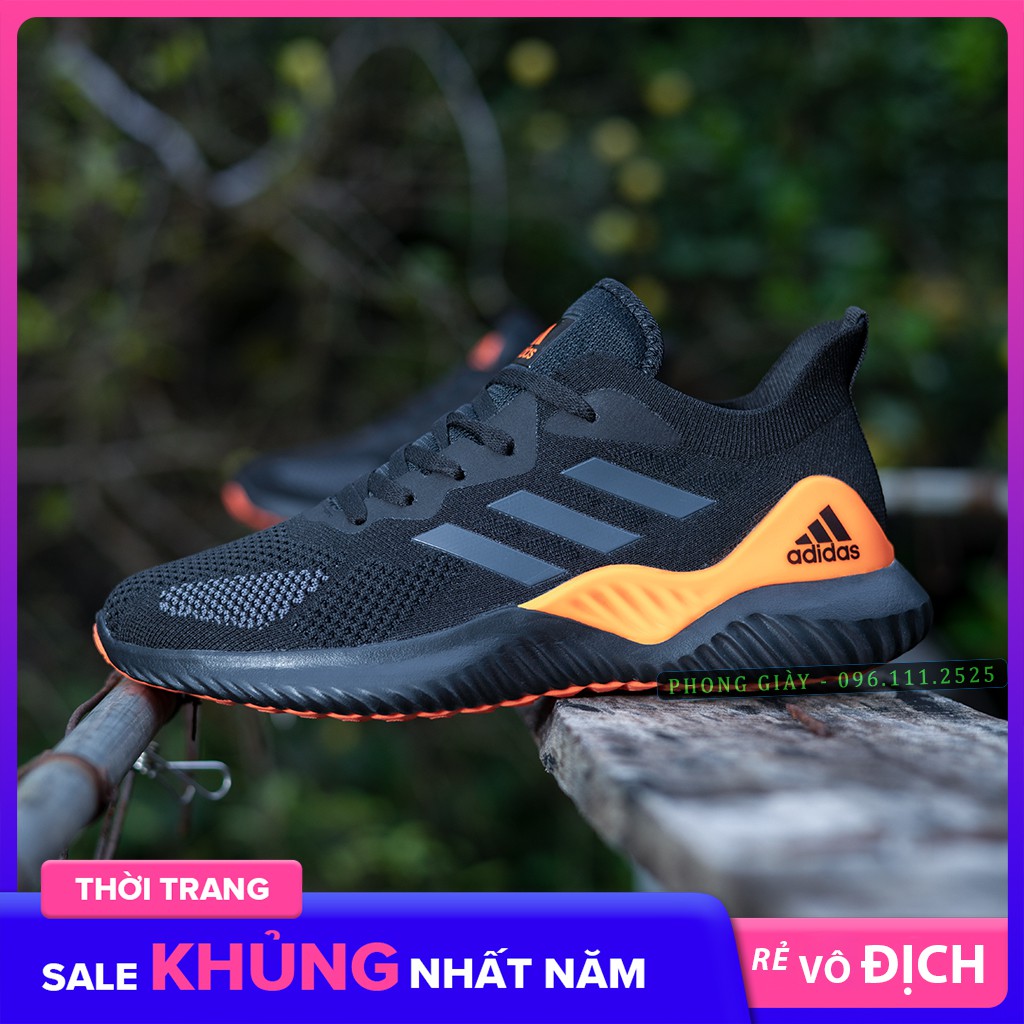 Giày Sneaker Nam Giày Thể Thao Nam D18 Màu Đen Cam