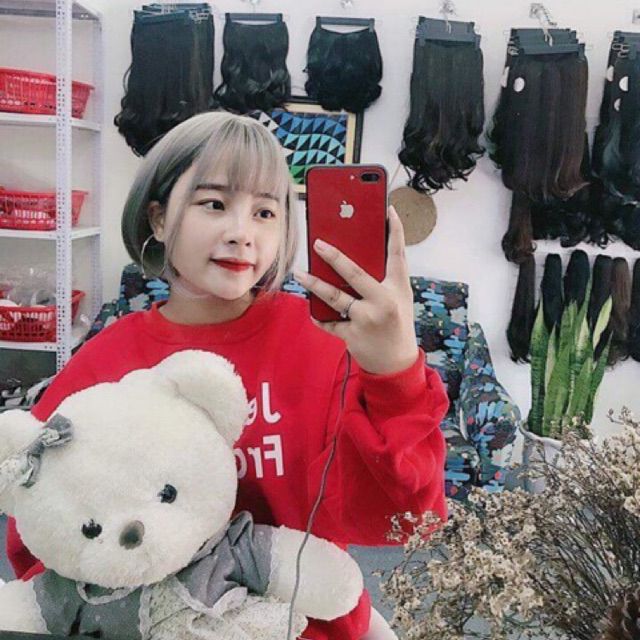 Tóc giả nữ cao cấp ❤️❤️ FREESHIP ❤️❤️ nguyên đầu vic xám khói kèm lưới trùm tóc