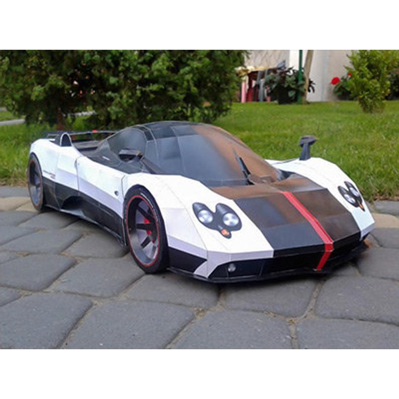 (Thiết kế chuẩn) Bộ kit mô hình giấy 3D xe Pagani Zonda Jet Black kích thước lớn 76cm