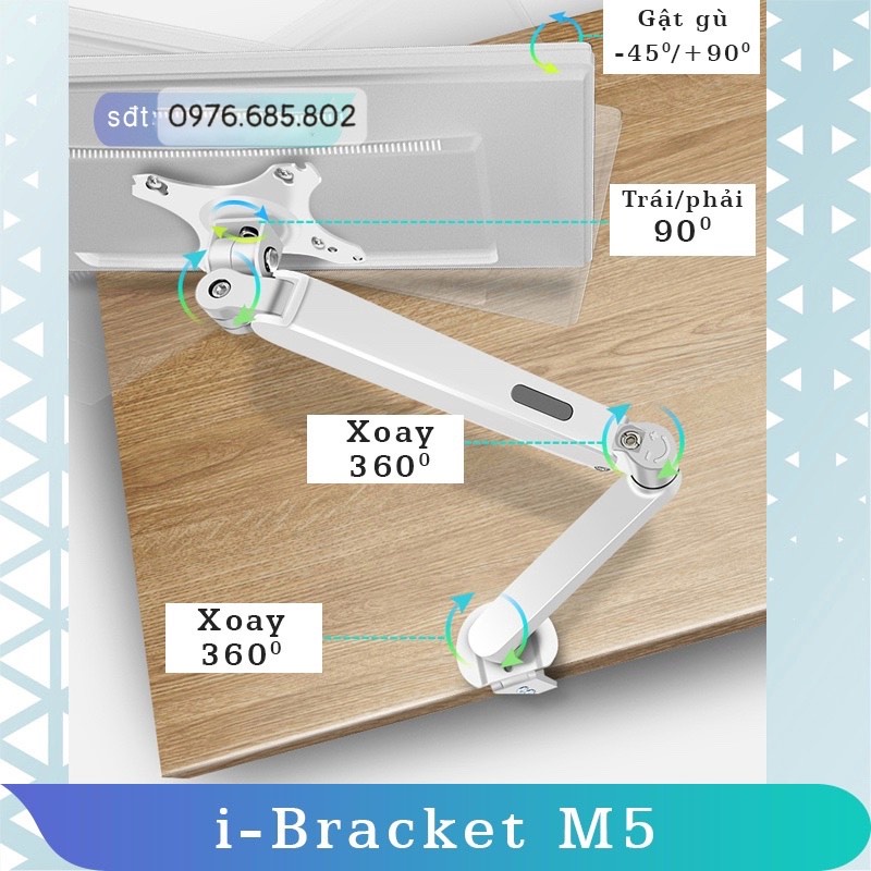 M5 i-Bracket M5/ Giá treo màn hình/ Tay treo màn hình/ Lò xo khí nén [màn hình 17-30 inch] [Cao cấp hơn Human Motion T6]