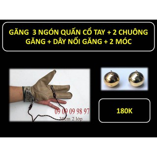 BAO TAY 3 NGÓN QUẤN CỔ TAY + 2 CHUÔNG GĂNG + 2 MÓC + DÂY NỐI GĂNG