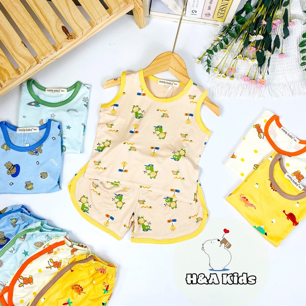 [Bé 7-32kg] Bộ Ba lỗ thun lạnh in toàn thân quần vát cho bé trai bé gái từ 7-32kg
