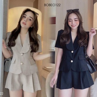 Sét vest cúc tay bông mix quần short ly - BOBEO122