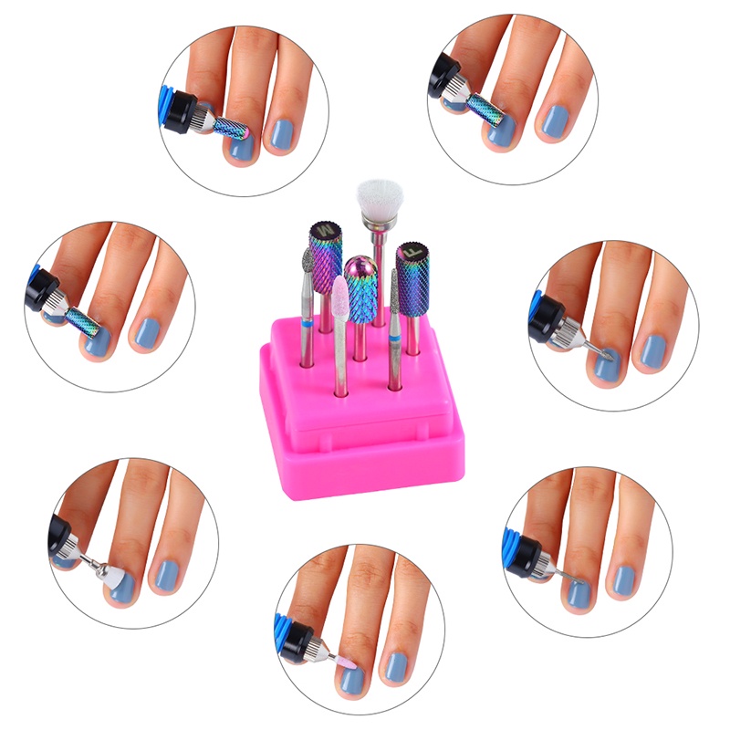 Set 7 mũi mài gốm sứ Misscheering bằng thép vonfram Fresa Unghie 2023 chuyên dụng