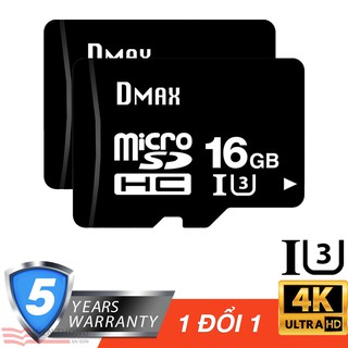 Mua Bộ 2 thẻ nhớ micro SDHC Dmax 16GB tốc độ cao U3  up to 90MB/s - Bảo hành 5 năm