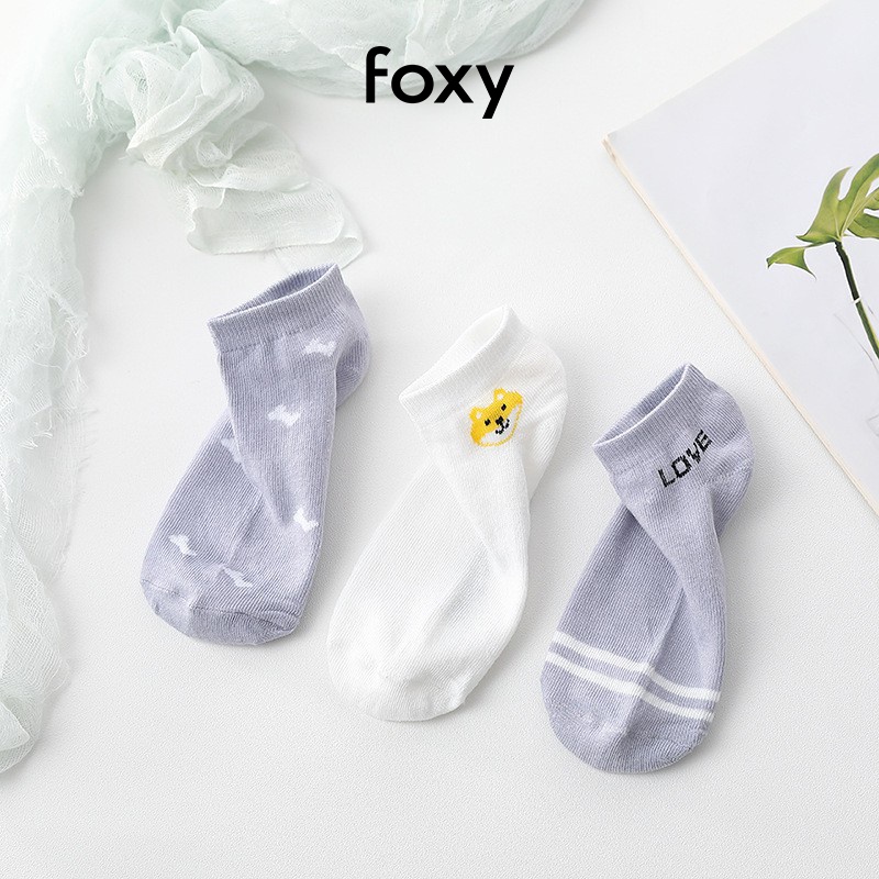Tất Nữ Cổ Ngắn In Hình Chó Shiba Phong Cách Nhật Bản Foxy - FOS010