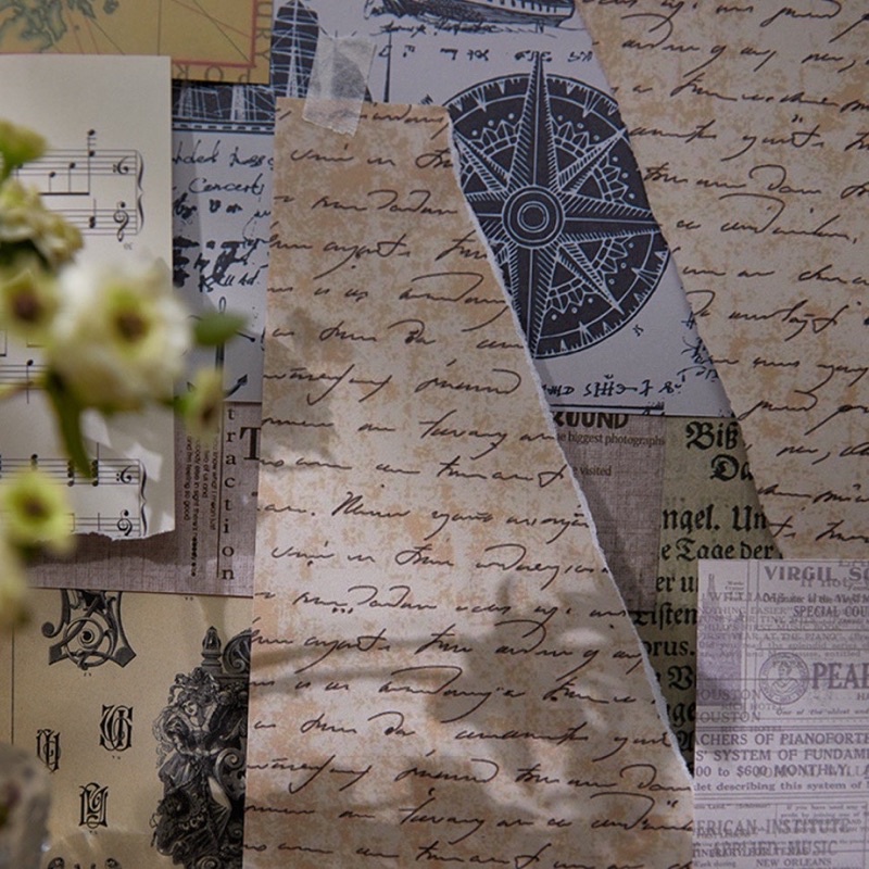 Set Mix 5/10/20 Tờ Giấy Nền Vintage Retro Cổ Điển Trang Trí Sổ BulletJournal Phụ Kiện Decor Chụp Ảnh