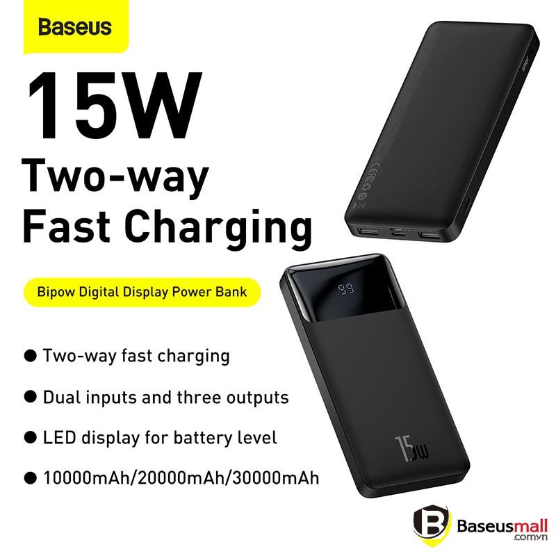 [Mã 155ELSALE giảm 7% đơn 300K] Baseus -BaseusMall VN Pin sạc dự phòng Baseus Bipow Digital Display Power Bank - 15W