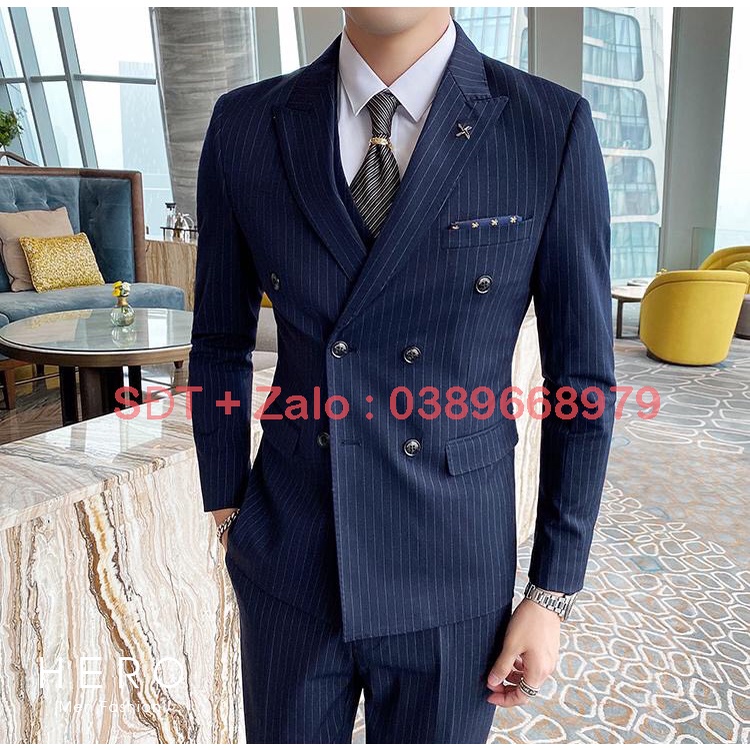 Bộ Vest Nam Hàn Quốc 6 Cúc, Suit Nam 6 Cúc Vải Sịn, Chất vải sịn