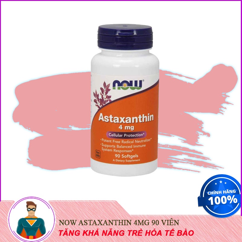 Viên Uống Chống Oxy Hoá Trẻ Hóa Tế Bào NOW Astaxanthin 4mg 90 Viên Từ Mỹ
