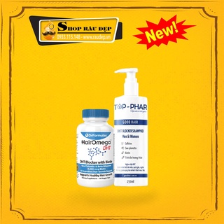  Combo - Hỗ Trợ Mọc Tóc Nhanh Dầu Gội DHT Blocker + Viên DHT Hairomega