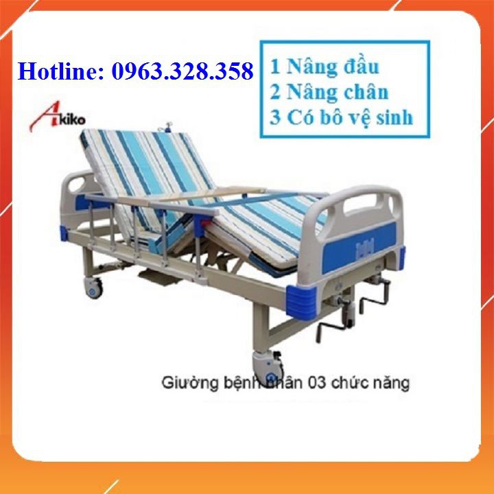 [chính hãng] Giường bệnh nhân 3 tay quay Akiko A83 - Tặng Ngay 01 bộ ga trải giường [thiet bi y te]