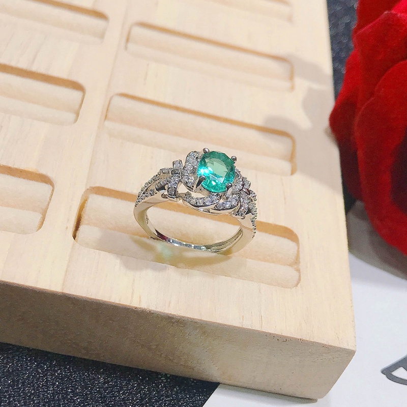 Nhẫn cưới mạ bạc 925 hình hoa hồng đính đá zircon sang trọng
