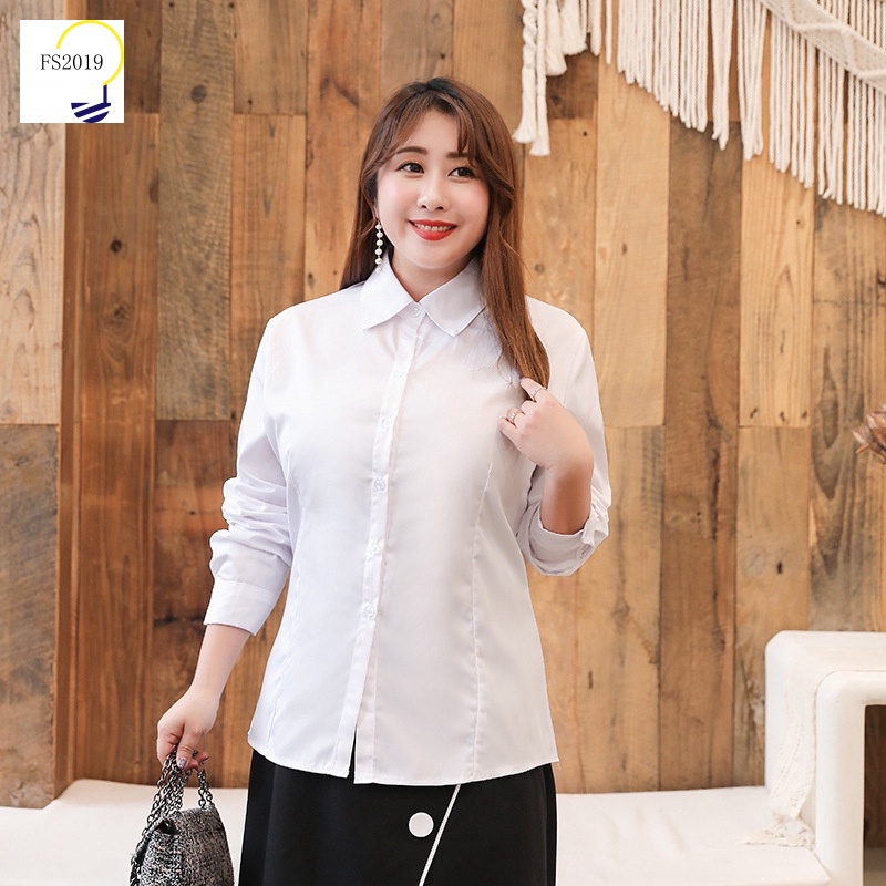 Áo Sơ Mi Công Sở Nữ Tay Dài Dáng Rộng Màu Sắc Nhã Nhặn Size 6XL-10XL