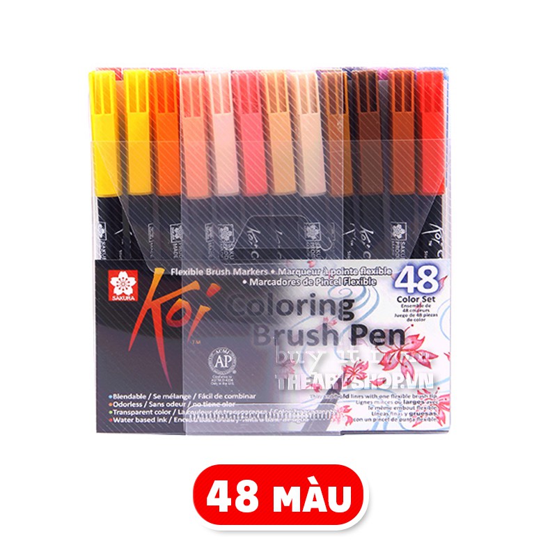 [THEARTSHOP] Bộ bút cọ màu nước SAKURA KOI coloring brush pens 6/12/24/48 màu