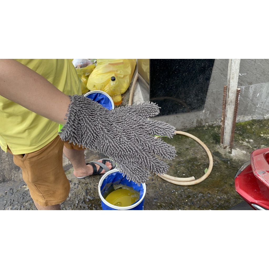 Găng Tay Rửa Xe Xỏ 5 Ngón Siêu Mềm Dễ Dàng Luồng Lách Nơi Hẹp