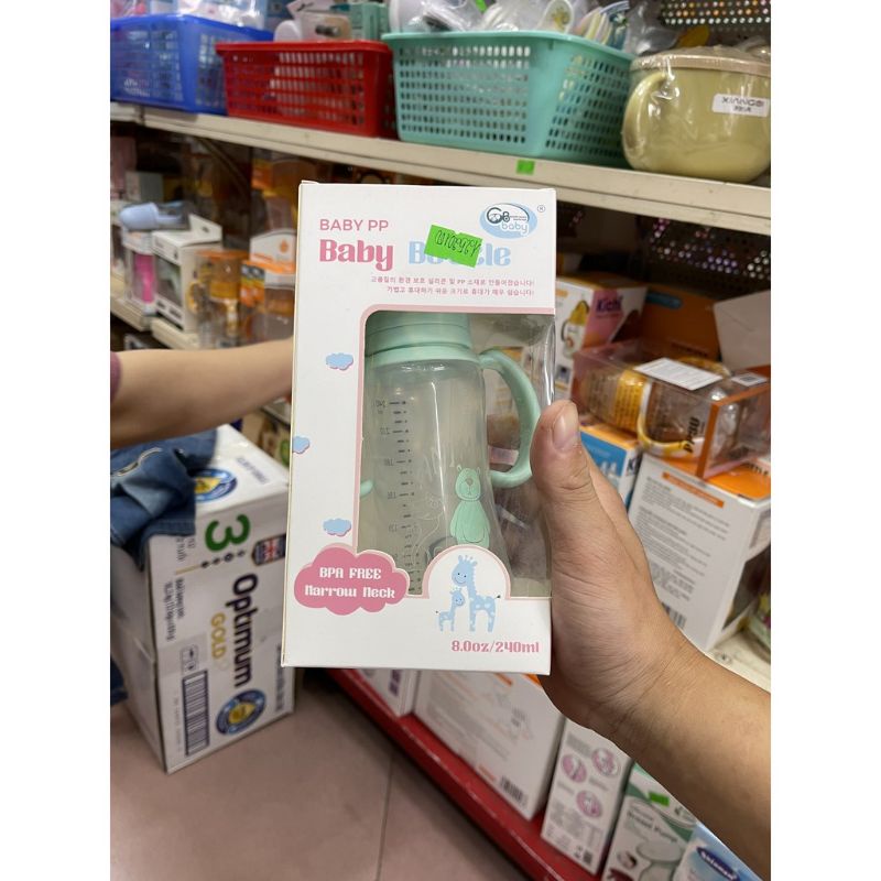 Bình sữa cổ rộng có tay cầm Baby Bottle 180ml, 240ml nhập khẩu Hàn Quốc