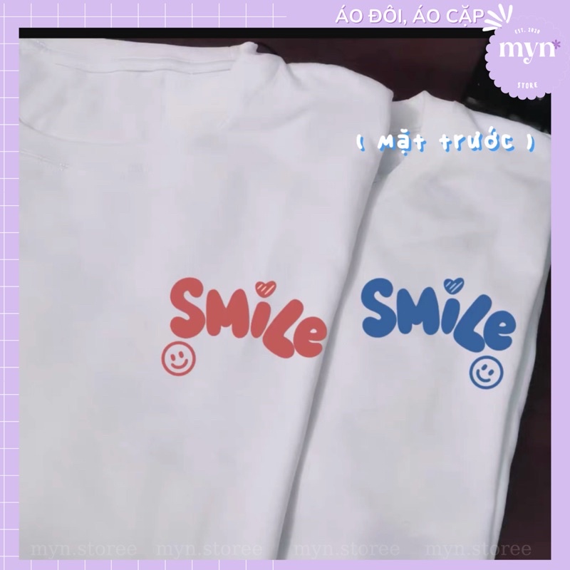 Áo thun cặp đôi Smile chất cotton, form rộng siêu đẹp, Áo phông cặp đôi Unisex Nam Nữ