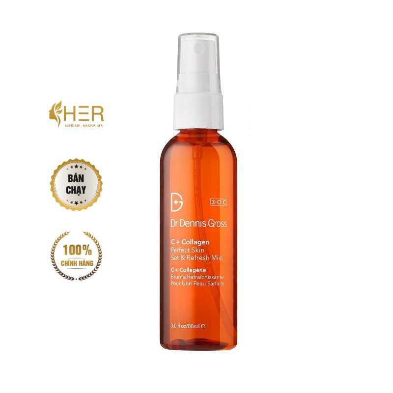 Xịt dưỡng cấp ẩm làm sáng Dr Dennis C + Collagen Perfect Skin Set & Refresh Mist 88ml
