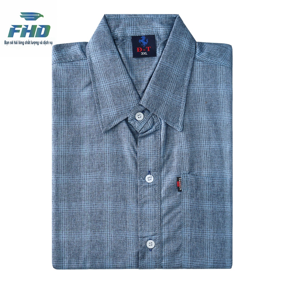 Áo sơ mi nam trung niên tay ngắn vải đũi kẻ sọc lạ mắt màu sắc nhã nhặn FHDA010_1