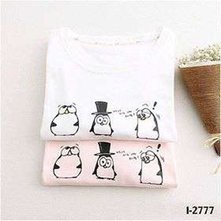 Áo Thun Nam Nữ Tay Lỡ Unisex Oversize Form Rộng Basic Tee Hình 3 chim cánh cụt