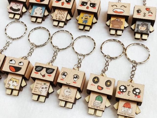 Combo 500 móc khóa gỗ danbo in màu