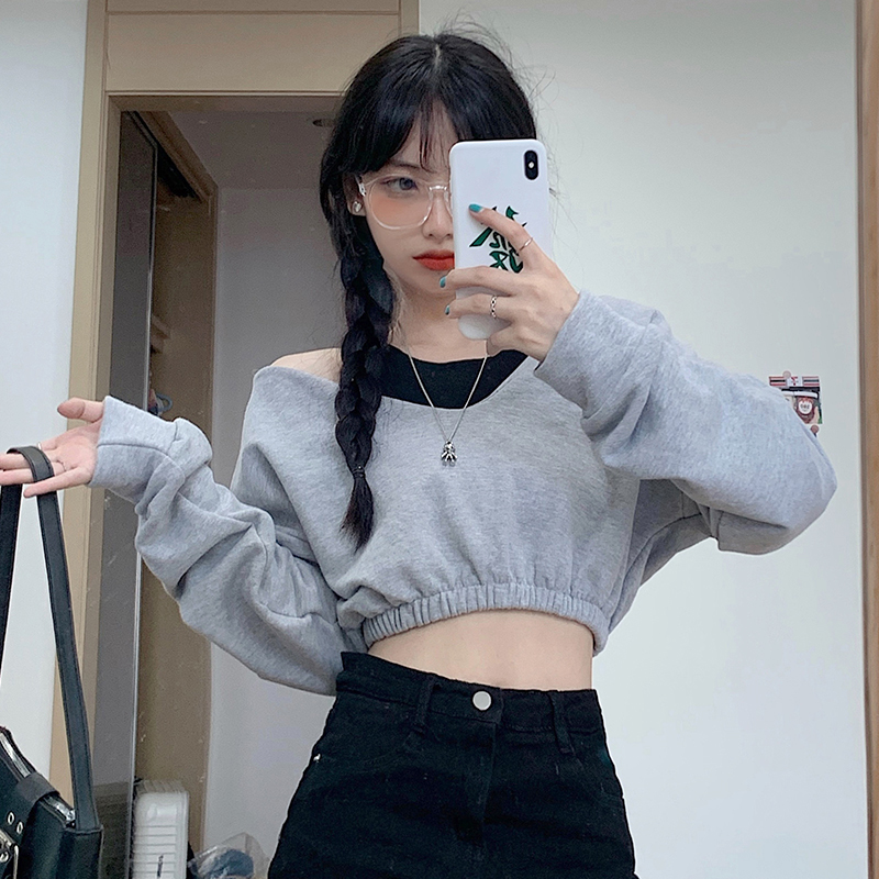 Áo Sweater Dáng Rộng Kiểu Hàn Quốc Thiết Kế Quyến Rũ Cho Nữ