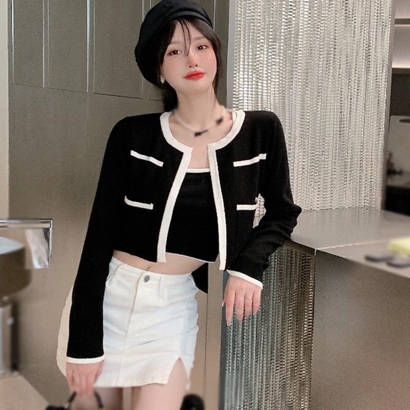Áo khoác cardigan/ Áo dệt kim sát nách cổ tròn cho nữ