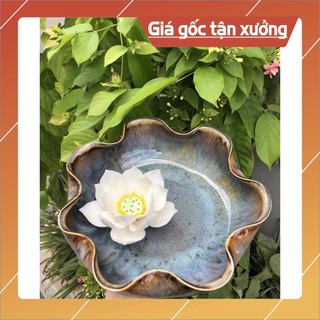 Bát sen thả hoa- Minh Đường Tụ Thủy hoa men nâu mới