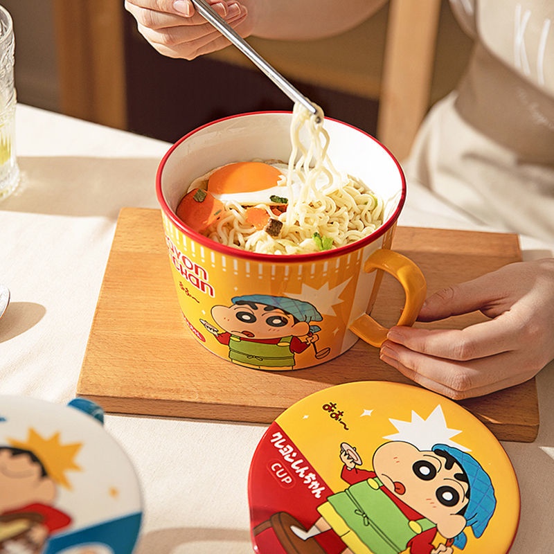Tô Sứ Ăn Mì In Hình Cậu Bé Bút Chì Shin-Chan Phong Cách Nhật Bản Dễ Thương Có Nắp Đậy Tiện Dụng Cho Học Sinh