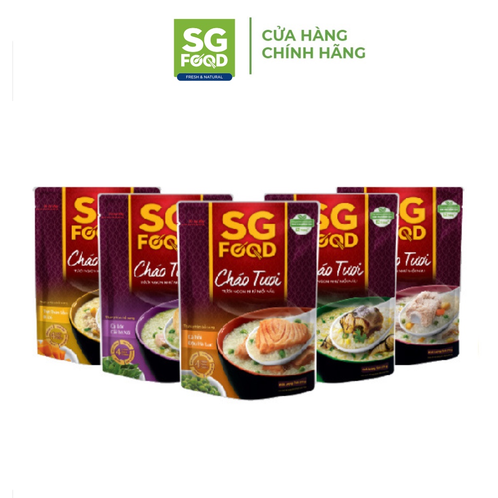 Cháo Tươi Sài Gòn Food Lốc 51 240g x 5 Vị (Thịt Bằm, Sườn Non, Lươn, Cá Lóc, Cá Hồi) [quà sẽ được gửi kèm đh 500k]