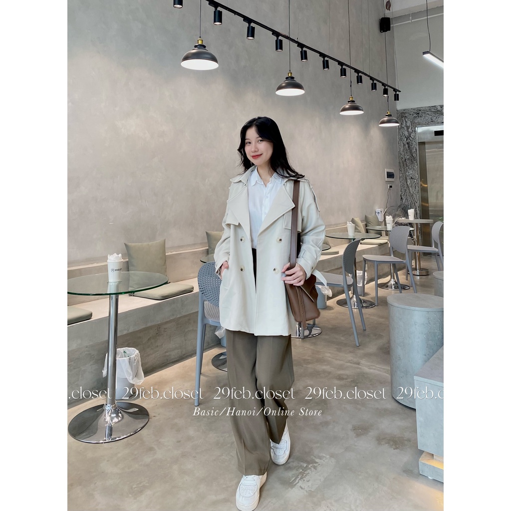 [Quảng Châu loại 1] Áo khoác mangto dáng dài kèm đai phong cách Hàn quốc - 29feb.closet