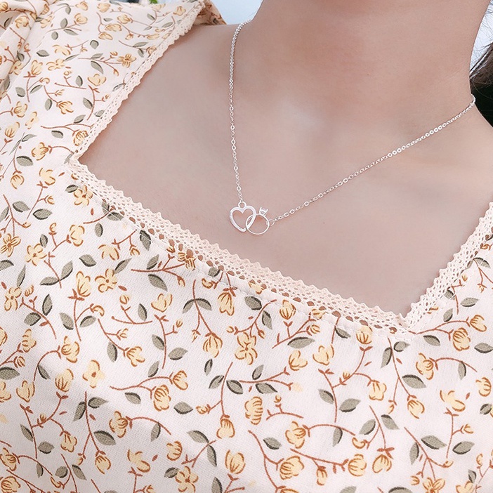 Dây chuyền bạc ATJ2293M mặt liền trái tim kẹp nhẫn ANTA Jewelry